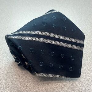 Vintage Christian Dior Cravates Repp Tie Navy with White Stripes